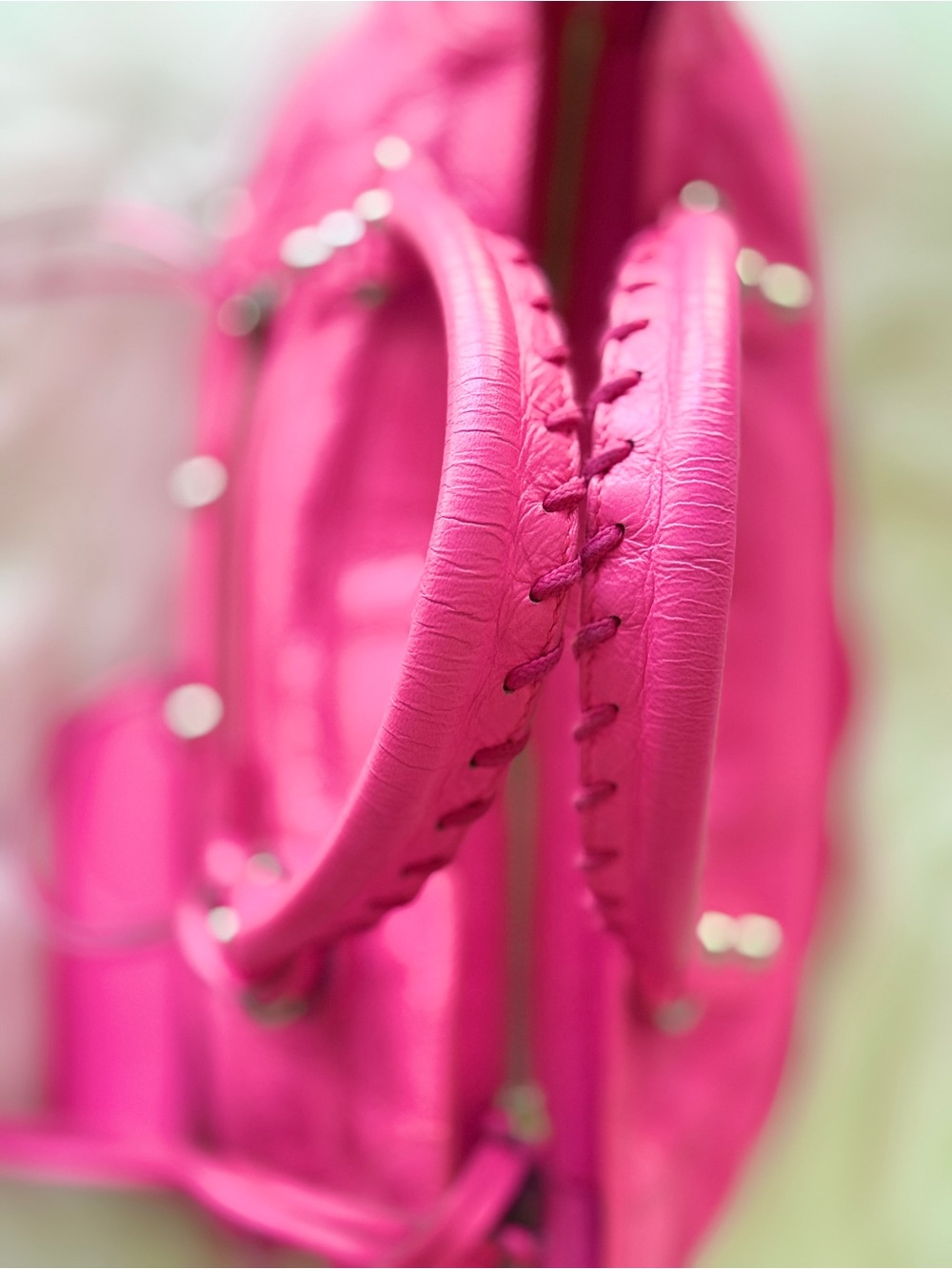 BALENCIAGA CITY BAG BARBIE PINK W/STRAP & MIRROR MOTO BAG MEDIUM ROSE FLUO NEON - Picture 4 of 15